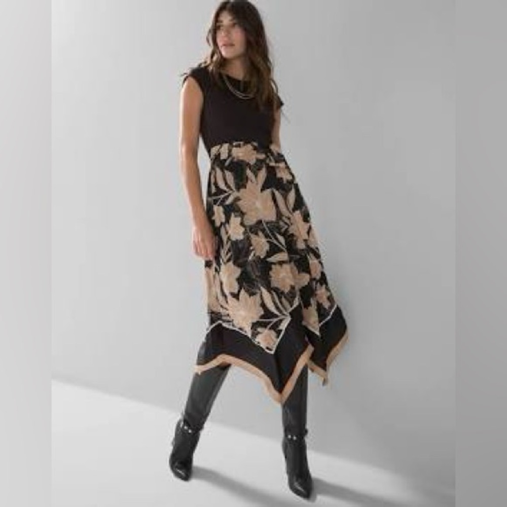 White House Black Market Handkerchief-Hem Midi Dress